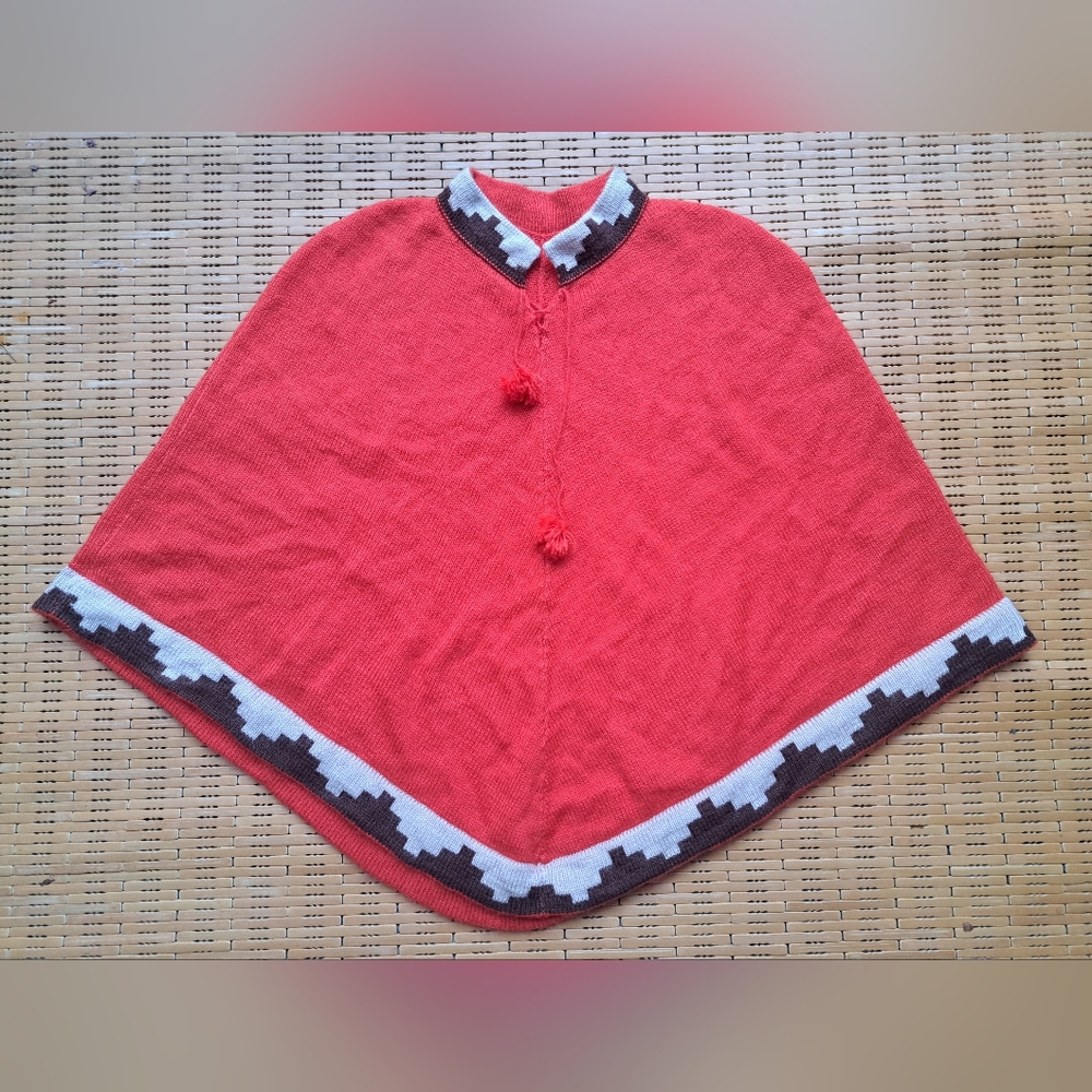 VTG Burnt Orange Reddish Poncho